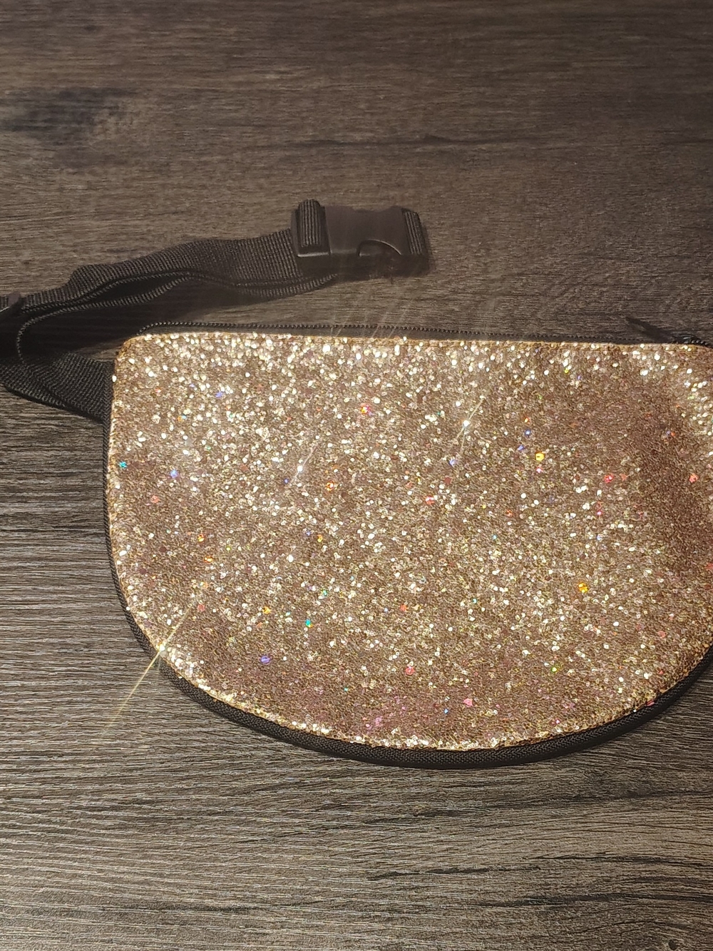 Glitter Card & Key Holder Belt Bag - Gold